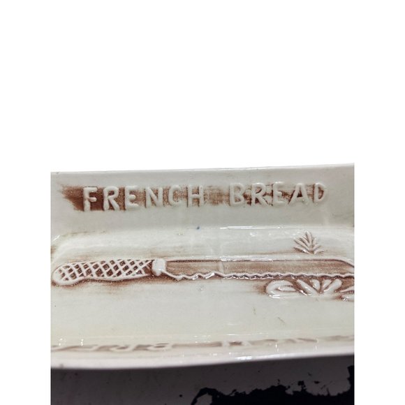 VIntage 1962 Los Angeles Potteries Brown and Cream French Bread Server Basket - Picture 4 of 9